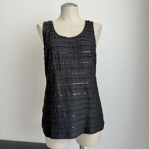 🌻 Caslon Black Sequin Tiered Tank Top